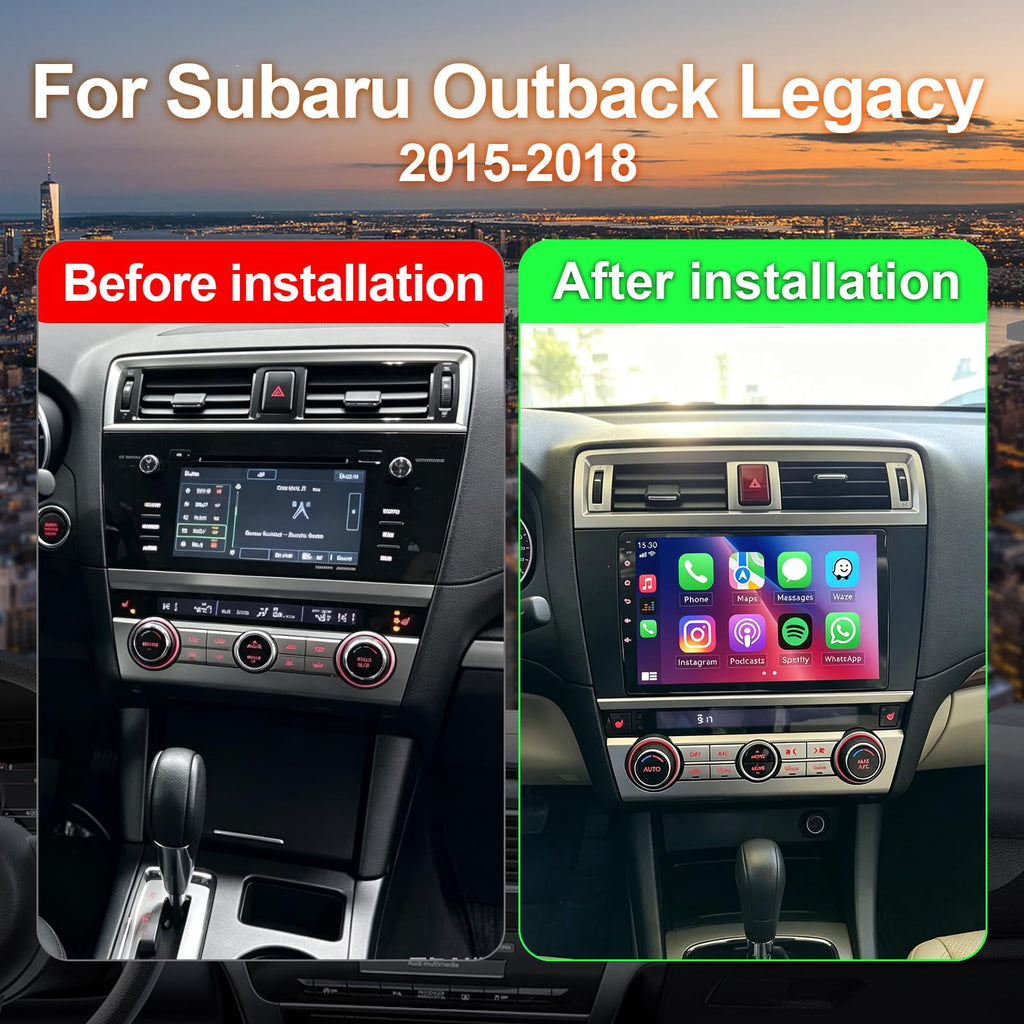 9'' Car Radio for Subaru Outback Legacy 2015 2016 2017 2018 with Carplay Android Auto, Touchscreen Audio Receiver Stereo with Bluetooth/GPS/WiFi/Backup Camera/SWC/FM, Manual AC, 4+64G