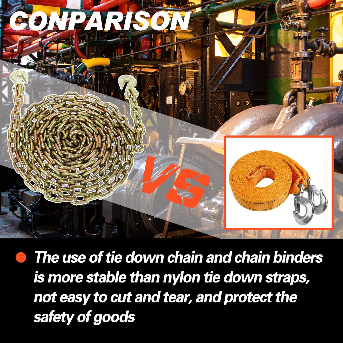 4 Pack 3/8" x 20' G70 Welded Steel Tow Chain Binder Tie Down Binder Chain