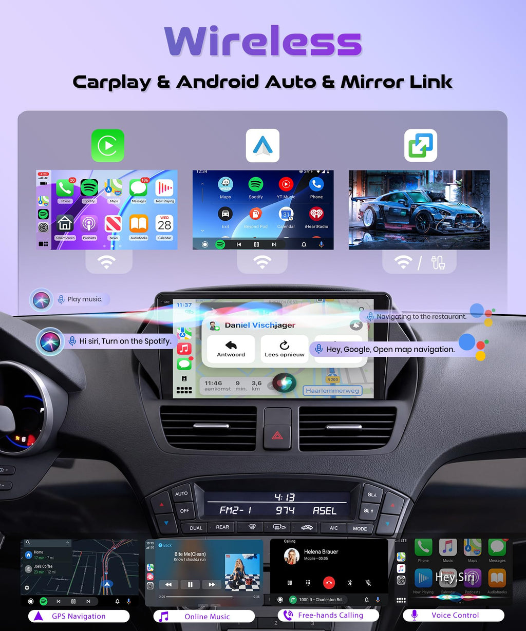 Rimoody 4G+128G Android Car Stereo for Honda Acura MDX Radio 2007-2013