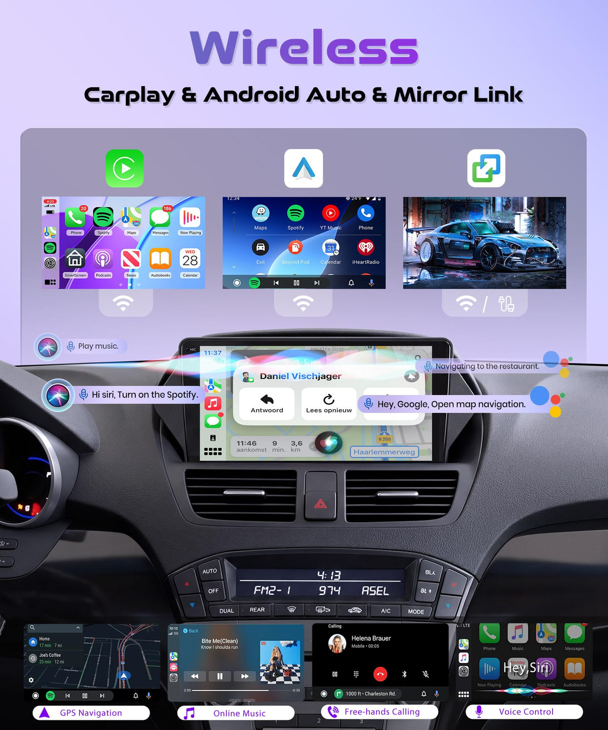 Rimoody 4G+128G Android Car Stereo for Honda Acura MDX Radio 2007-2013