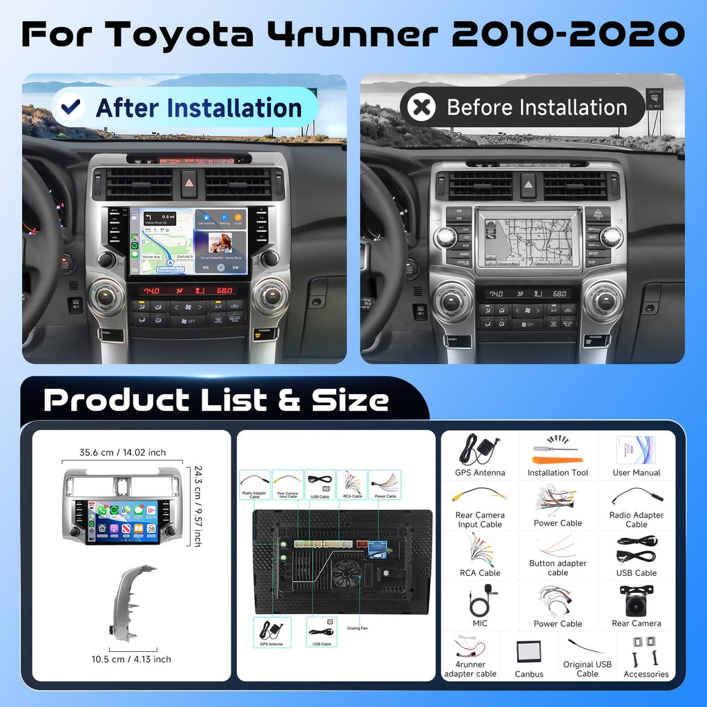 8-Core 4G+64G Android Car Stereo for Toyota 4runner Radio 2010-2020