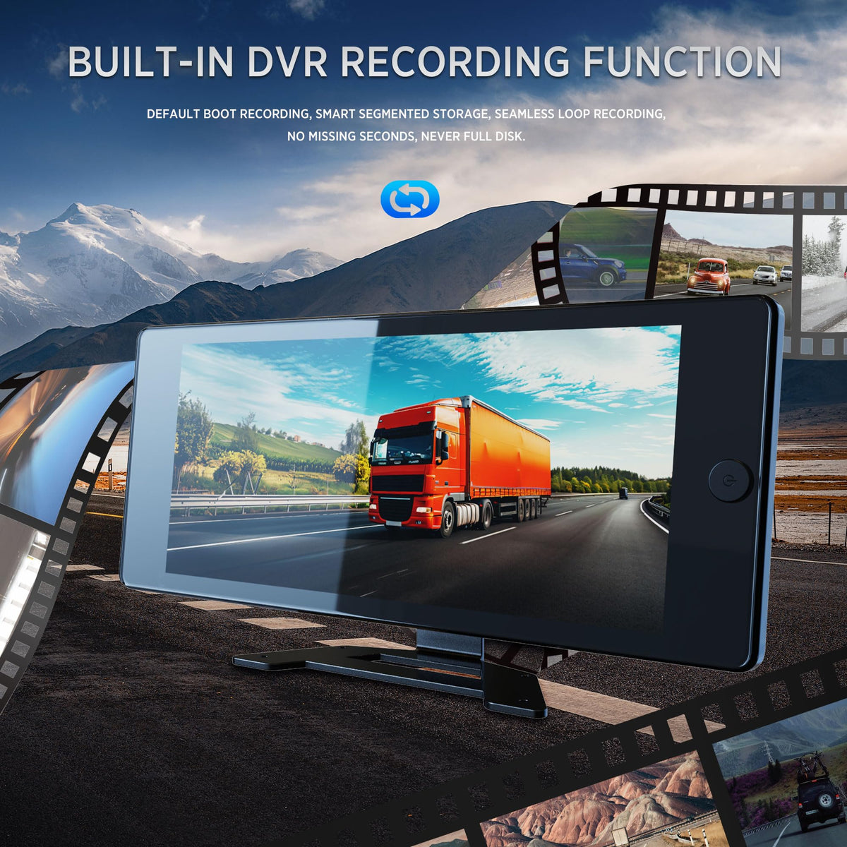 Wireless Carplay with 4K 4CH Dash Cam, Portable HD 10.36" Touchscreen