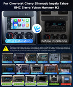 8Core 4+64G Car Stereo for Chevrolet Chevy Silverado Impala Tahoe GMC Sierra Yukon Hummer H2 Android Car Radio 5G WiFi Wireless Carplay Android Auto,7” IPS,GPS,SWC,Bluetooth,Backup Camera for B-OSE