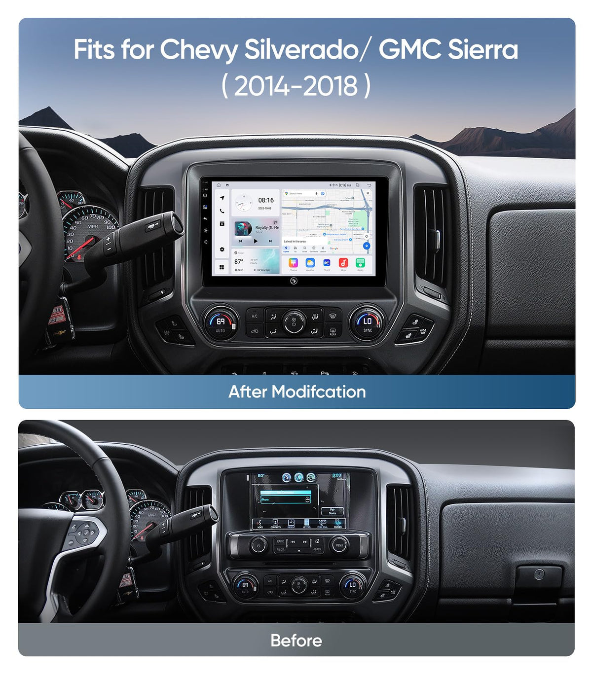 10.2" Car Radio Stereo for Chevy Silverado & GMC Sierra 2014-2018