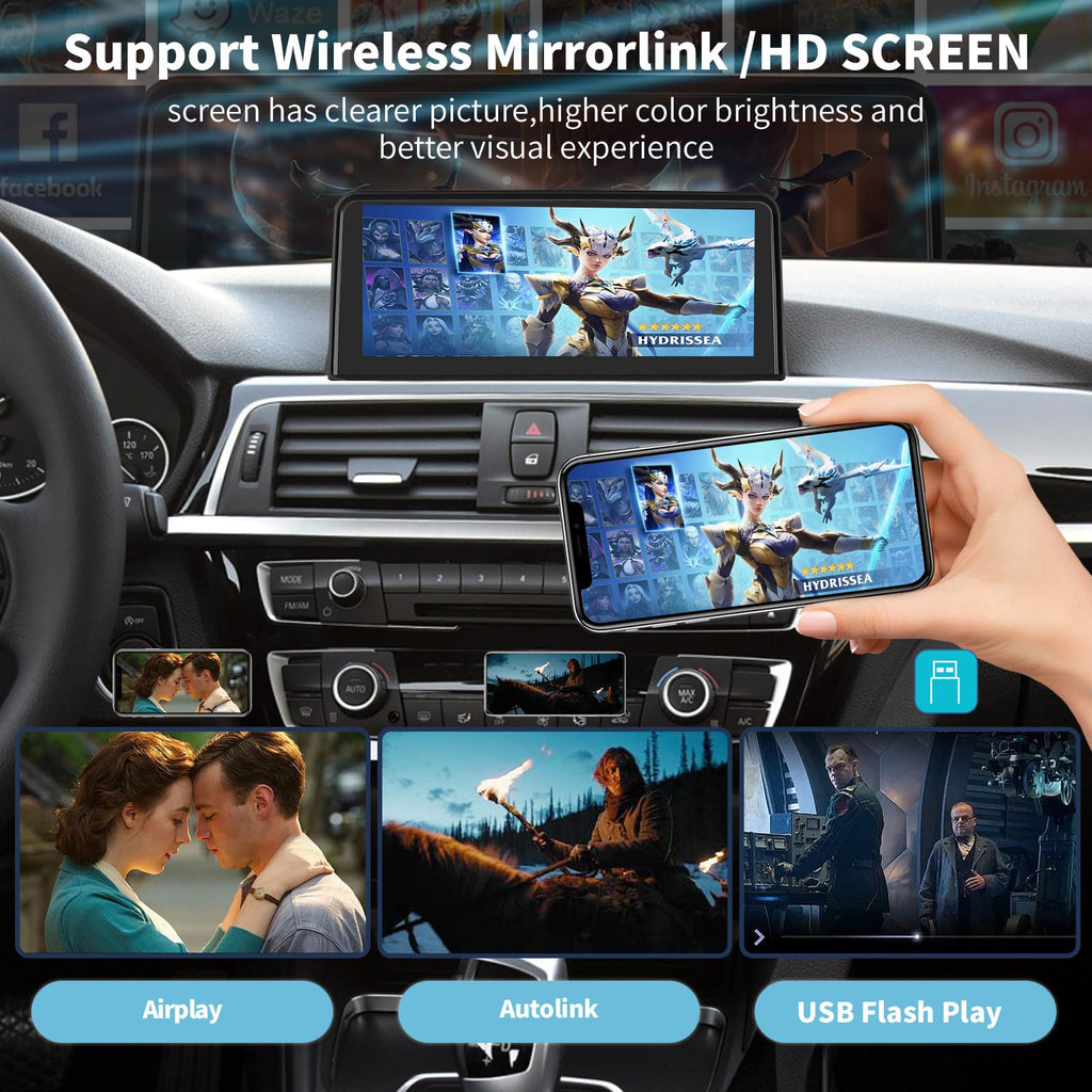 Wireless CarPlay/Android Auto 10.25'' Touchscreen Multimedia Radio Receiver for BMW 3 4 Ser F30/F31/F32/F33/F34/F36 2012-2016 Year with NBT-System HD 1920*720 Resolution Keep Car OEM Features