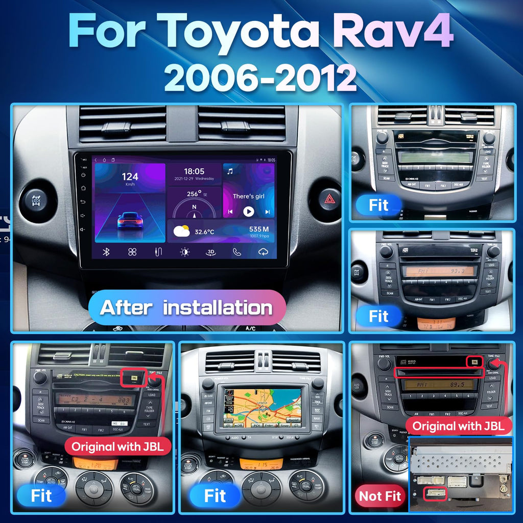 8Core Car Radio for Toyota RAV4 2007-2012 w/JBL, Black