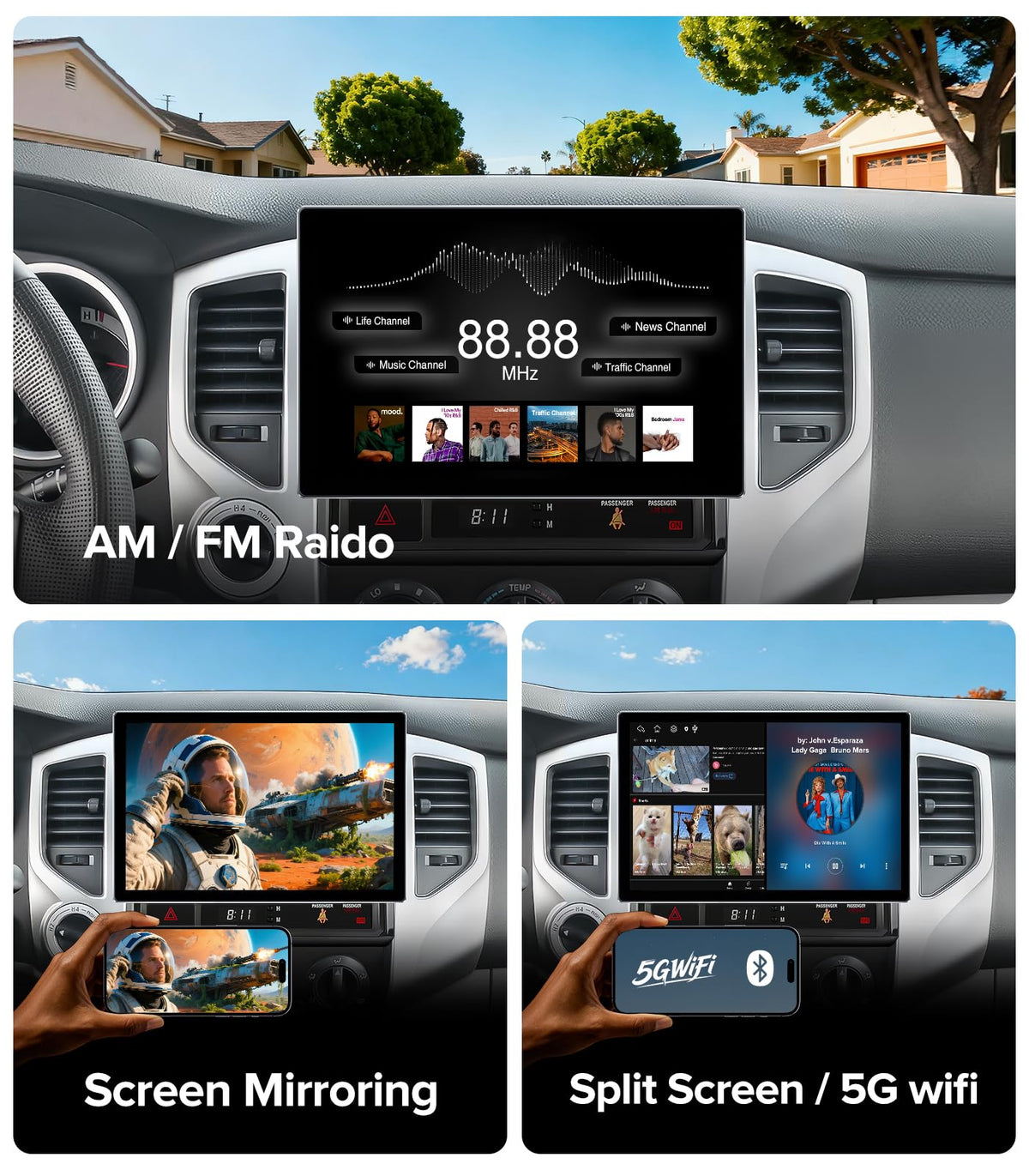 11.5'' Car Radio Stereo for Toyota Tacoma 2005-2015