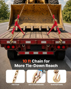 VEVOR Chain and Binder Kit 3/8 in-1/2 in, Ratchet Load Binders 8267 lbs Working Strength, Ratchet Binders and Chains, 3/8 in x 10 ft G80 Chains with G70 Hooks, for Truck, Tie Down, Hauling, Towing