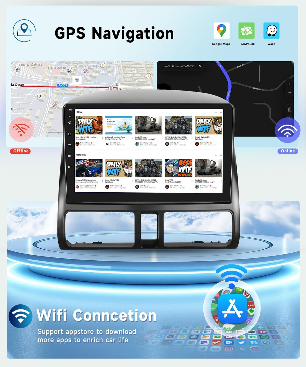 8 CORE 6G+128G Car Radio Stereo for Honda CRV 2002-2006 with Wireless CarPlay Android Auto, 9 Inch 1280 * 720P IPS Touch Screen Head Unit Android 13 GPS WiFi Bluetooth 32-Band DSP SWC HD Camera
