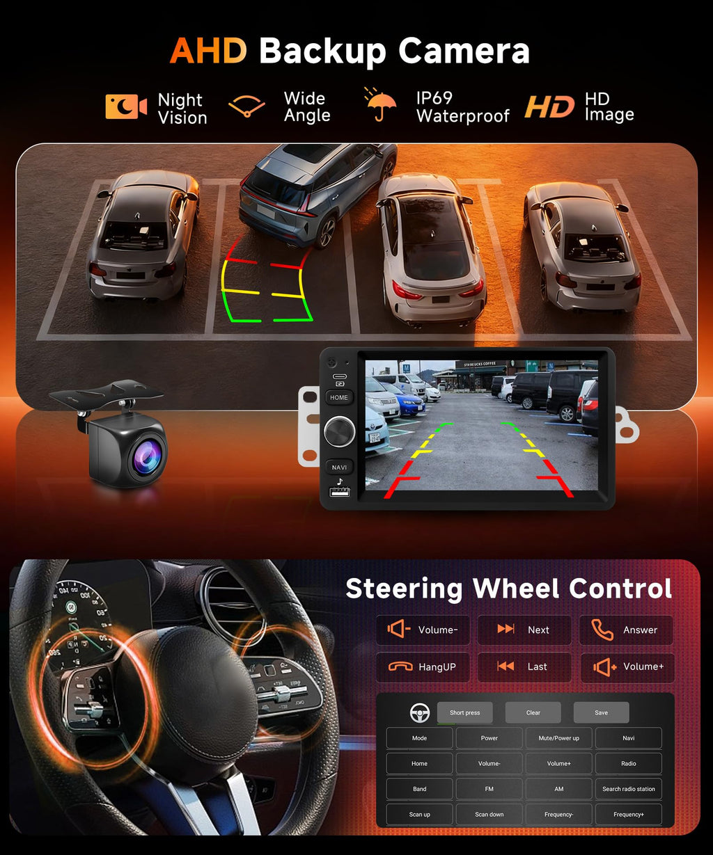 8 Core 6G+128G Android Car Stereo for Chevrolet Chevy Silverado Impala Tahoe GMC Sierra Yukon Hummer H2 with Wireless CarPlay Android Auto, 7” Car Radio GPS WiFi SWC BT Backup Camera