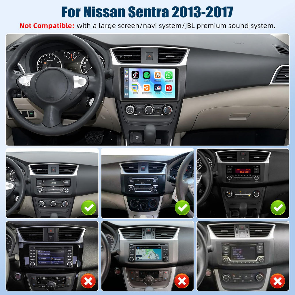 SIXTOP 4G+128G Android Car Stereo Radio for Nissan Sentra 2013-2017 Wireless CarPlay Android Auto 10.1 Inch HD Touchscreen GPS Navigation Head Unit Bluetooth 5.0 FM/RDS WiFi 32EQ SWC AHD Backup Camera
