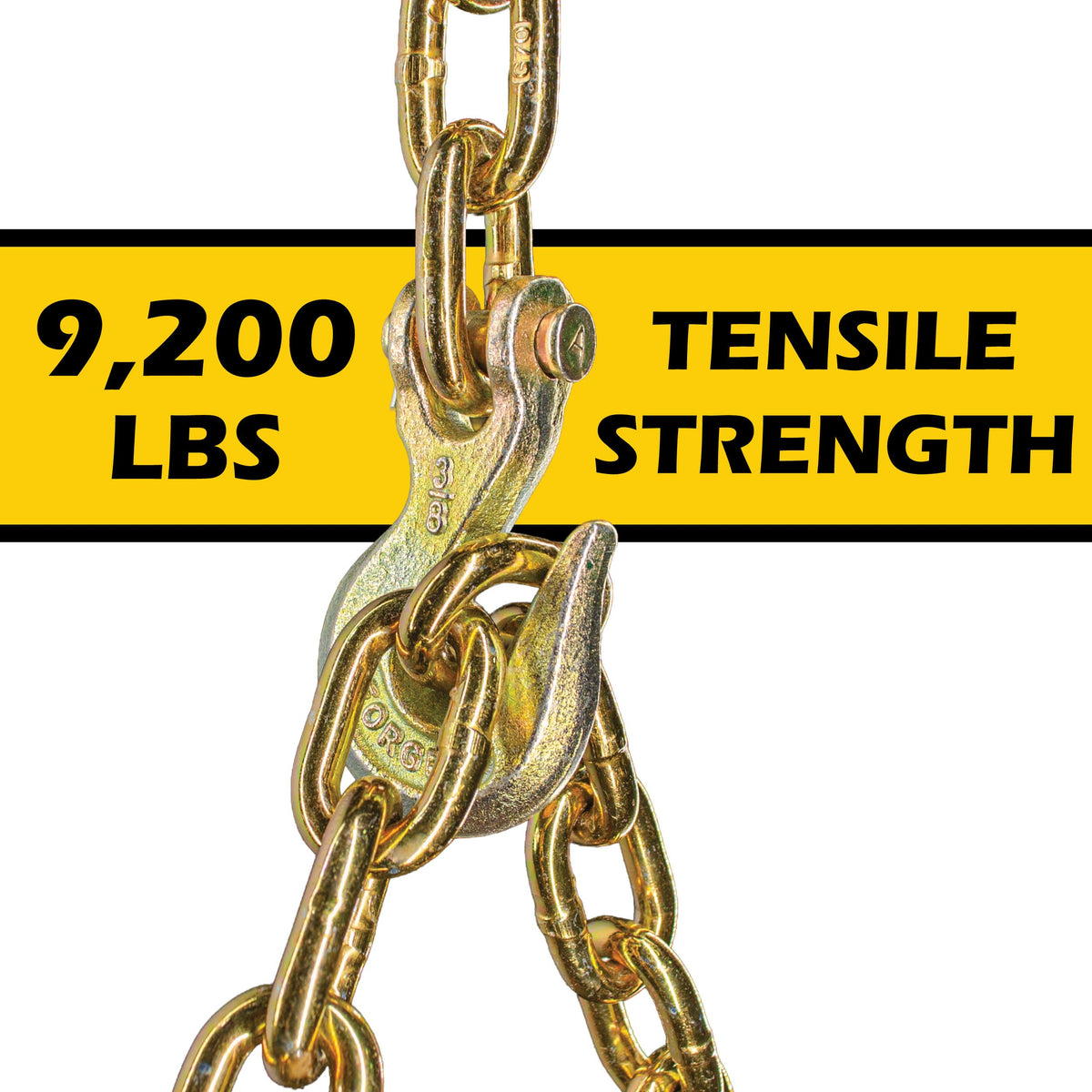 20ft Chain and Binder Kit 3/8in-1/2in, G70 Chains Ratchet Load Binders 9200lbs Working Strength, (4) Ratchet Binders and Chains, (4) 3/8in x 20ft G70, for Truck, Tie Down, Hauling, Towing