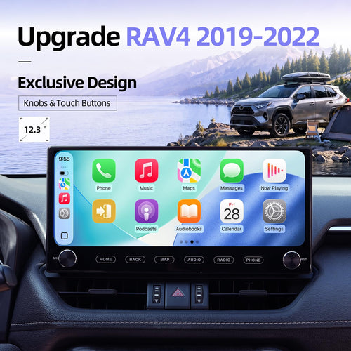 12.3" Android 14 Car Stereo for Toyota RAV4 2019-2022, Dual knobs