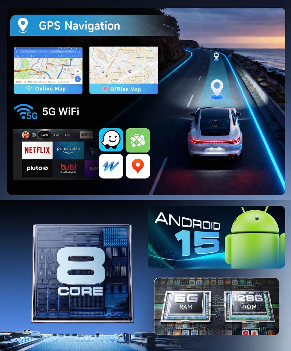 8 CORE 6G+128G Car Radio for Toyota RAV4 2001-2006, Wireless Carplay