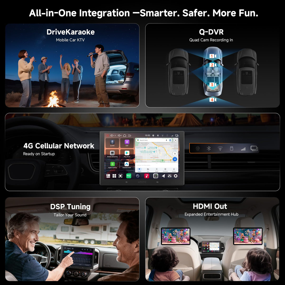 V10 9" Double Din Android Car Stereo, 4G LTE,6G+128G,in-Dash GPS