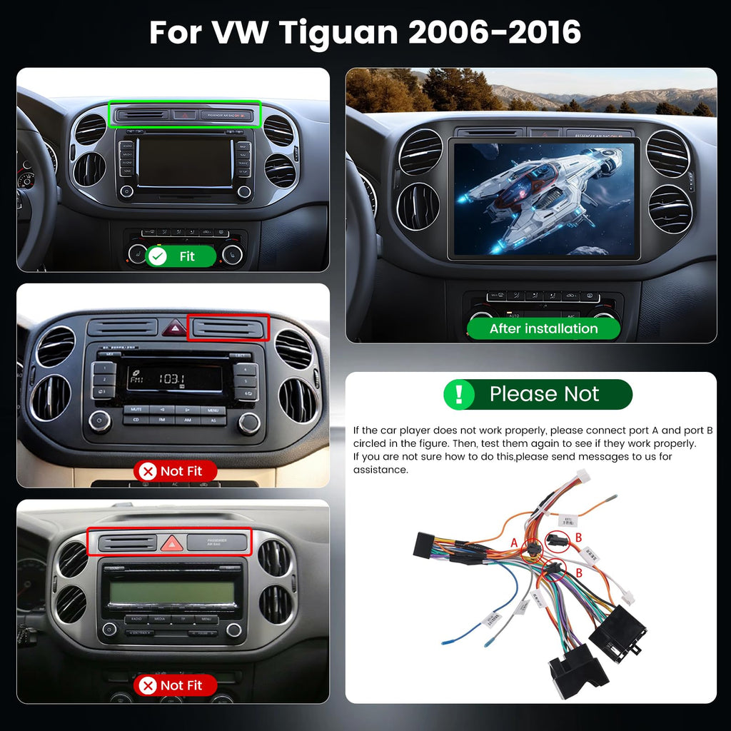 [4+64G] 11.5 inch Large Touch Screen for VW Tiguan 2006-2016: NHOPEEW 2000 * 1200P IPS Incell Touchscreen Tiguan Android Stereo - Carplay, Android Auto, 5G/WiFi, GPS, Custom Homepage + Backup Camera