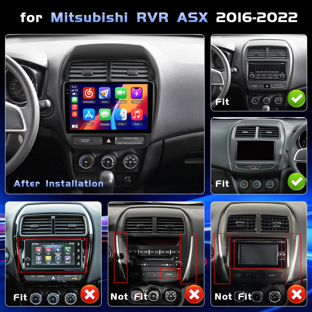 4G+64G Android 15 Radio for Mitsubishi Outlander Sport 2016-2022 Wireless CarPlay, 10'' Incell Full Touchscreen Stereo Android Auto Bluetooth 5G WiFi EQ FM RDS GPS WiFi SWC AHD Backup Camera