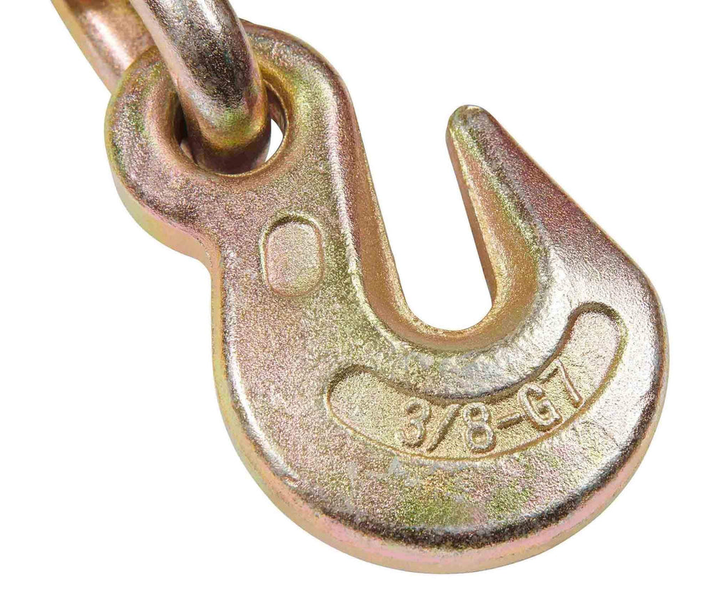 Mytee Products 3/8" Grade 70 Chain and Binder Kit | Includes (2) 3/8" - 1/2" Ratchet Load Binder Severe Duty & (2) 3/8" x 12' G70 Transport Chain w/Grab Hooks | 6600 lbs WLL for Truck Trailer Tie Down