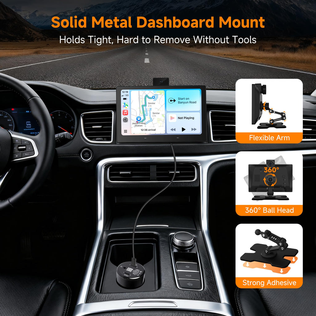 P6 9.1" Wireless CarPlay Screen with Dash Cam & Rear Camera