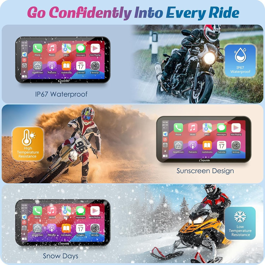 Carpuride W603B 6.3" Motorcycle Carplay Screen for R1200GS R1250GS S1000XR