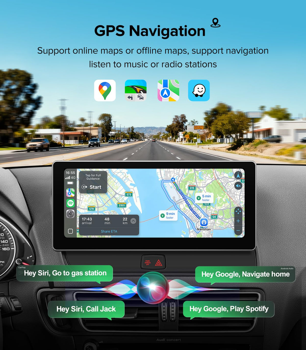 10.25" CarPlay Radio for Audi Q5 SQ5 (09-17) Concert & Symphony