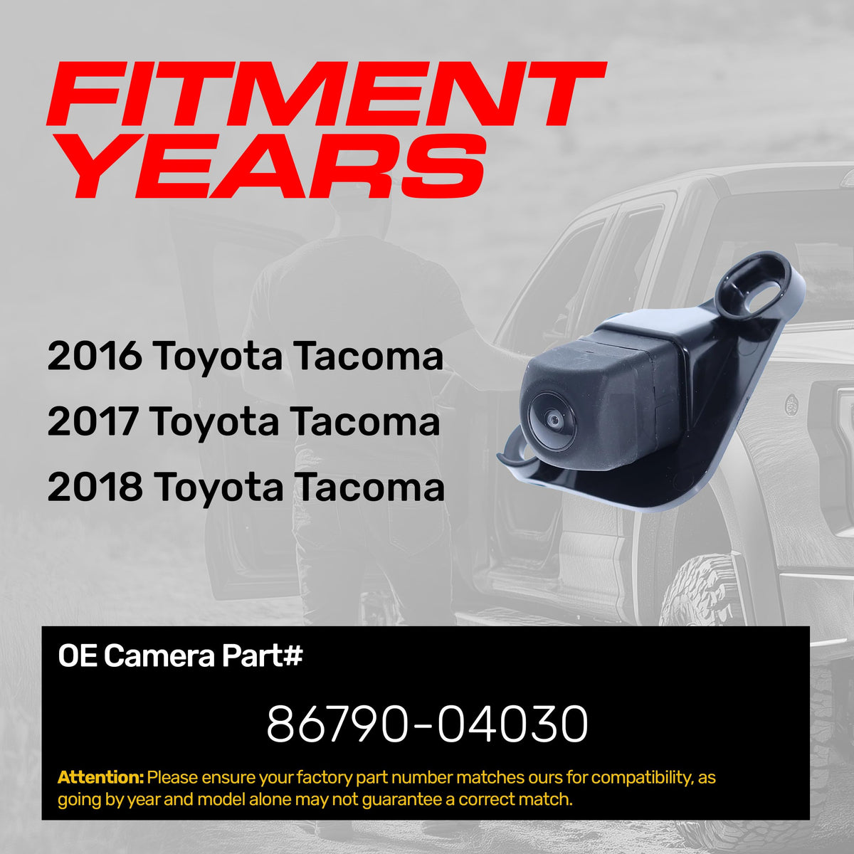 Master Tailgaters Replacement for Toyota Tacoma (2016-2018) Backup Camera OE Part # 86790-04030