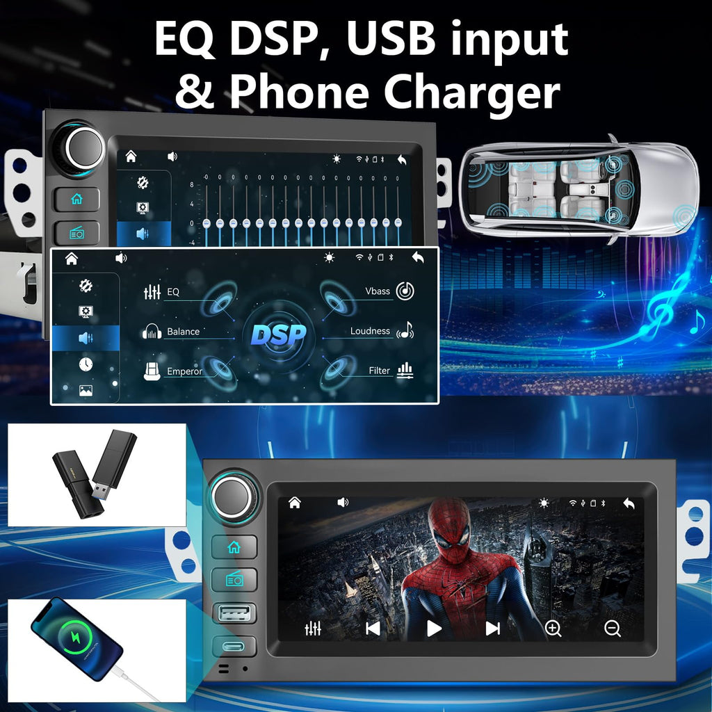 Plug&Play 1.5 Din Car Radio for Chevy Silverado/Tahoe/Suburban 1995-2002,S10/Blazer 1998-2002，Monte Carlo 1996-1999 GMC Suburban 1995-1999,Yukon 1995-2002 ，6.9" IPS Screen with Carplay Android auto