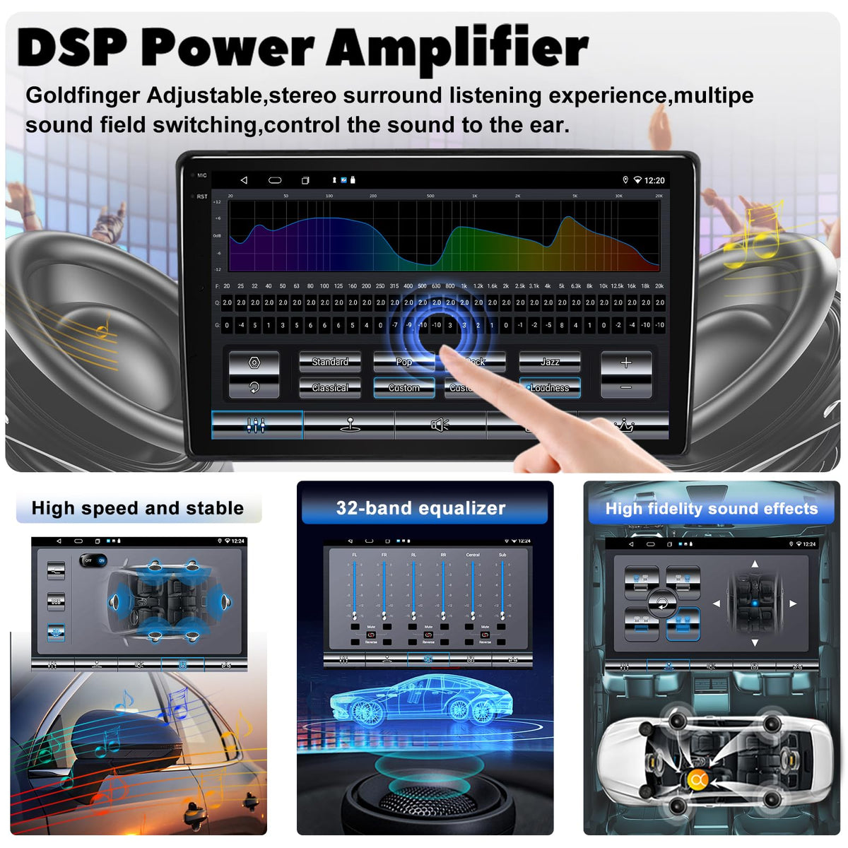 4+64G 9 Inch QLED Touch Screen Car Stereo for GMC Sierra Yukon 2003-2006
