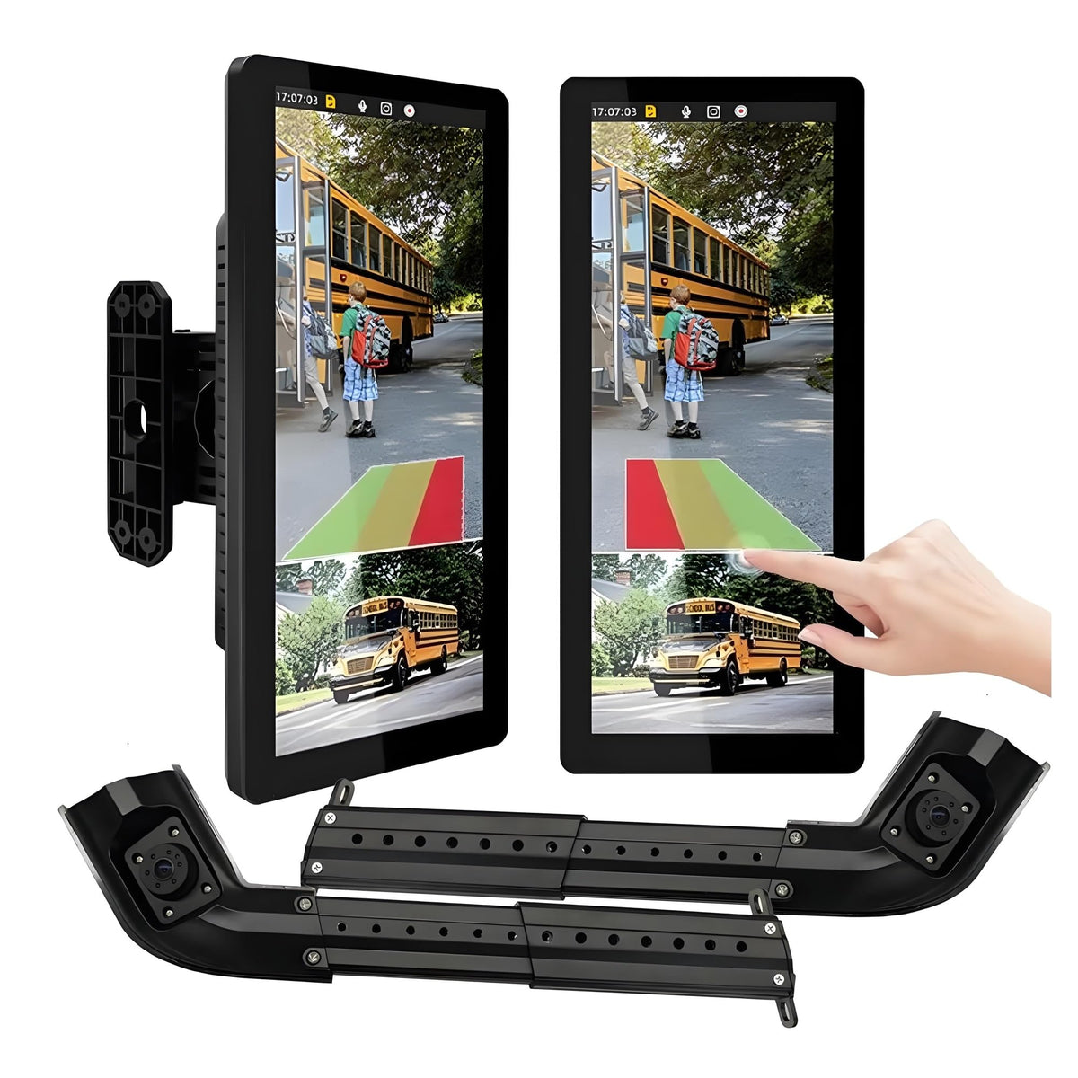 12.3 Inch IPS AI BSD Blind Spot DVR Mirror 1080P AHD Dual Head Stretchable Side View Reverse Backup Camera for Truck Bus(Left Right)