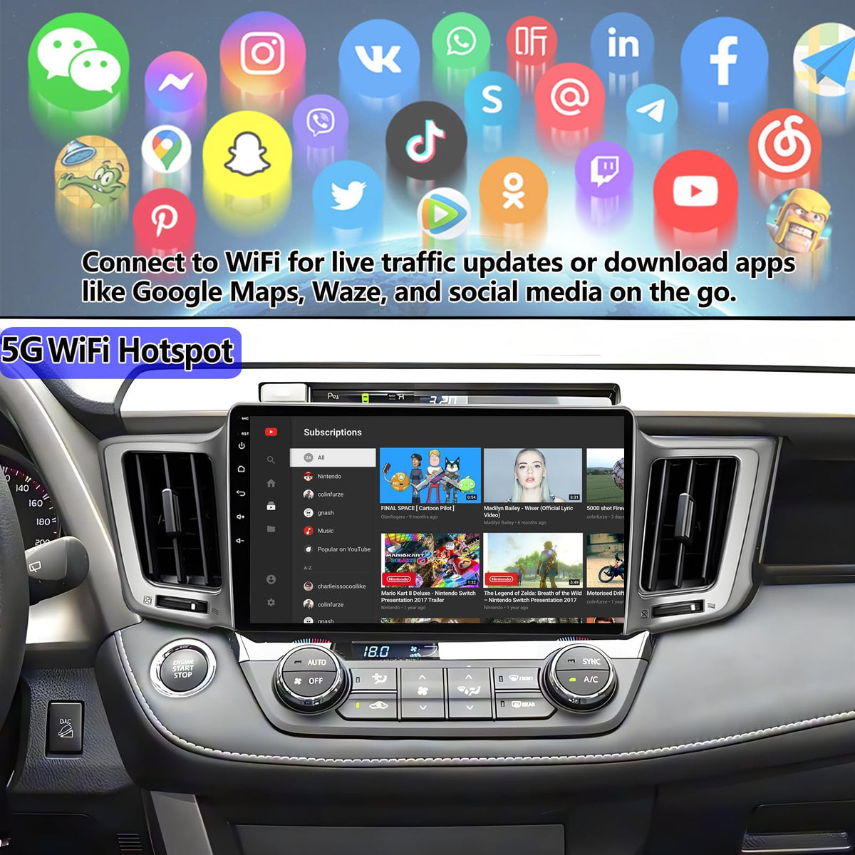 Car Radio for Toyota RAV4 2013-2018: Octa-Core 4GB+64GB Stereo Replacement
