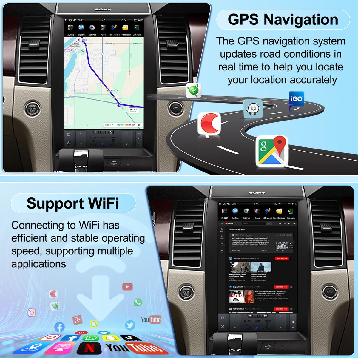 13.3 inch Car Stereo for Ford Taurus 2012-2016 High Level, Wireless CarPlay