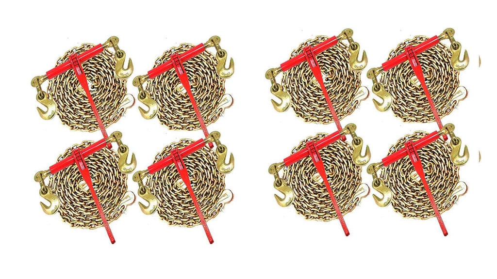 3/8 Transport Hauling Load Package - 8X Ratchet Binders - 8X 10' Foot Chains
