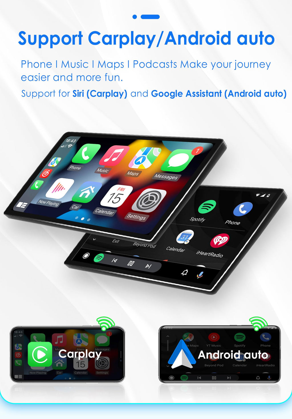 Android 14 Car Radio Stereo for Jeep Wrangler/Jeep Compass/Jeep Liberty/Dodge Ram /, 8 Core 4+32GB 10.1" QLED Touchscreen GPS Navigation Head Unit with CarPlay Android Auto Bluetooth DSP