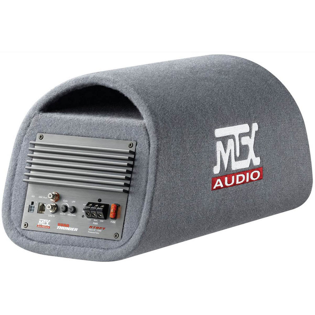 MTX RT8PT 8" Amplified Vented Tube Box Subwoofer & Wiring Kit