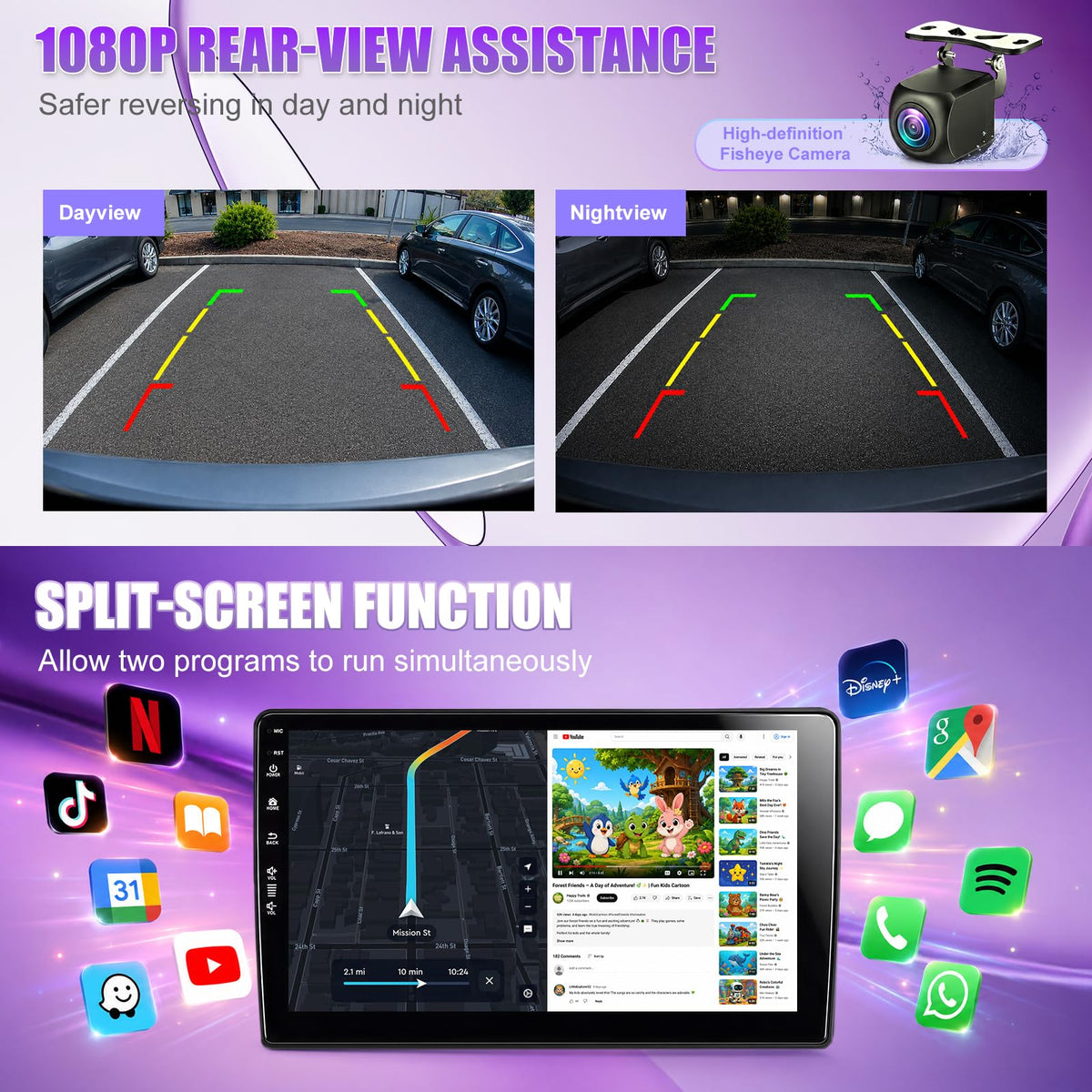 10.2''2+ 64GB Car Radio Stereo for Toyota RAV4 2013-2018 with Wireless CarPlay Android Auto | IPS HD Touchscreen, 2+64G Storage, 5G-WiFi6 Airplay FM SWC, 1080P Backup Camera