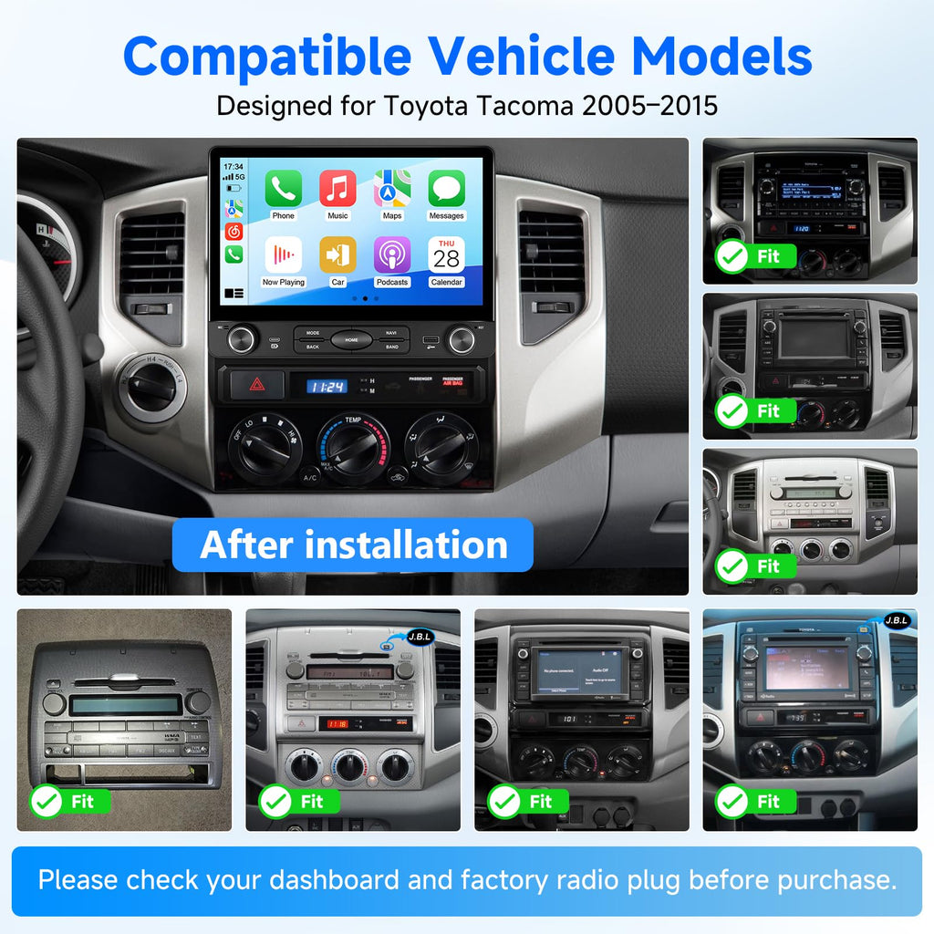 10.2" Car Stereo for Toyota Tacoma 2005-2015 Apple CarPlay Android Auto