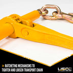 US Cargo Control Peerless Ratchet Load Binders for 3/8 Inch and 1/2 Inch Grade 70 Chain (2-Pack) - 12,000 LBS Working Load Limit, Use Ratchet Chain Binders for Flatbed Trailer, Hauling, Towing