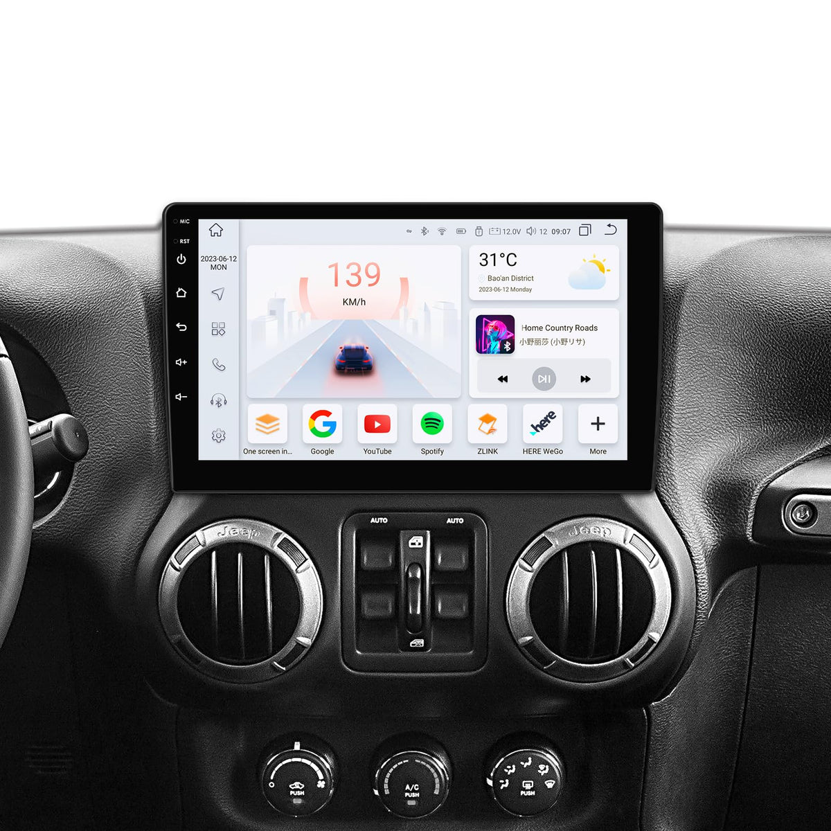 Android 14 Car Radio Stereo for Jeep Wrangler/Jeep Compass/Jeep Liberty/Dodge Ram /, 8 Core 4+32GB 10.1" QLED Touchscreen GPS Navigation Head Unit with CarPlay Android Auto Bluetooth DSP