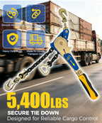 2 Pack 5/16"-3/8" EZ Ratchet Chain Binders with Grab Hooks