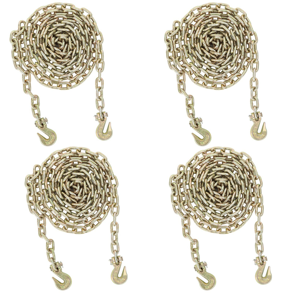 4 Pack 3/8" x 20' G70 Welded Steel Tow Chain Binder Tie Down Binder Chain