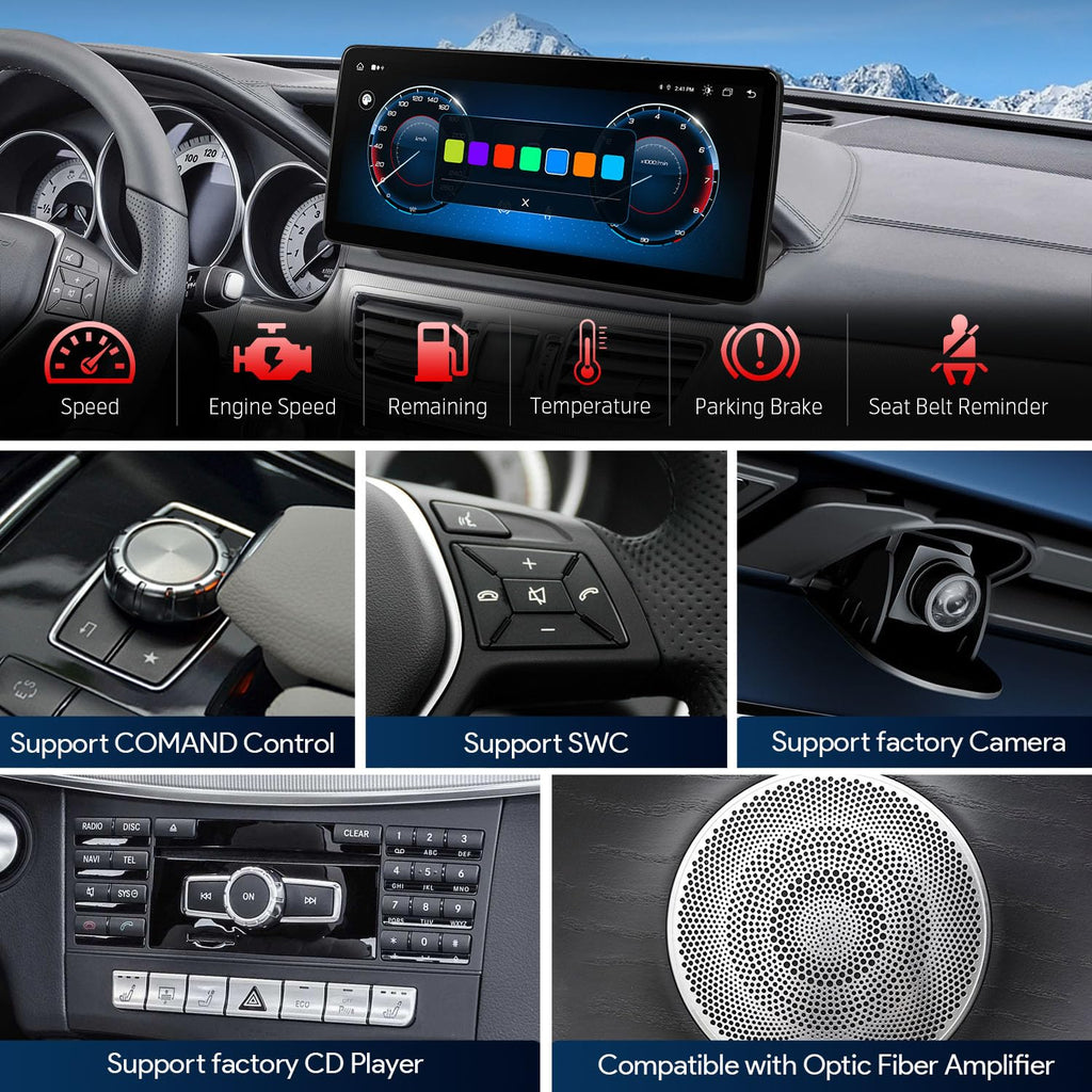XTRONS 12.3 Inch Android 14 Car Stereo for Mercedes-Benz W212 S212 (2013-2014) NTG 4.5 4.7 System, IPS Touch Screen 4+64GB Global 4G Car Radio GPS Navigation Support Wireless CarPlay Android Auto