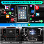 8 Cores 6+128G Radio Upgrade, 2019-2024 for Dodge Ram 1500 2500 3500 Truck Radio Upgrade,12.1 inch Vertical Touchscreen Support Wireless CarPlay Android Auto GPS Bluetooth FM SWC