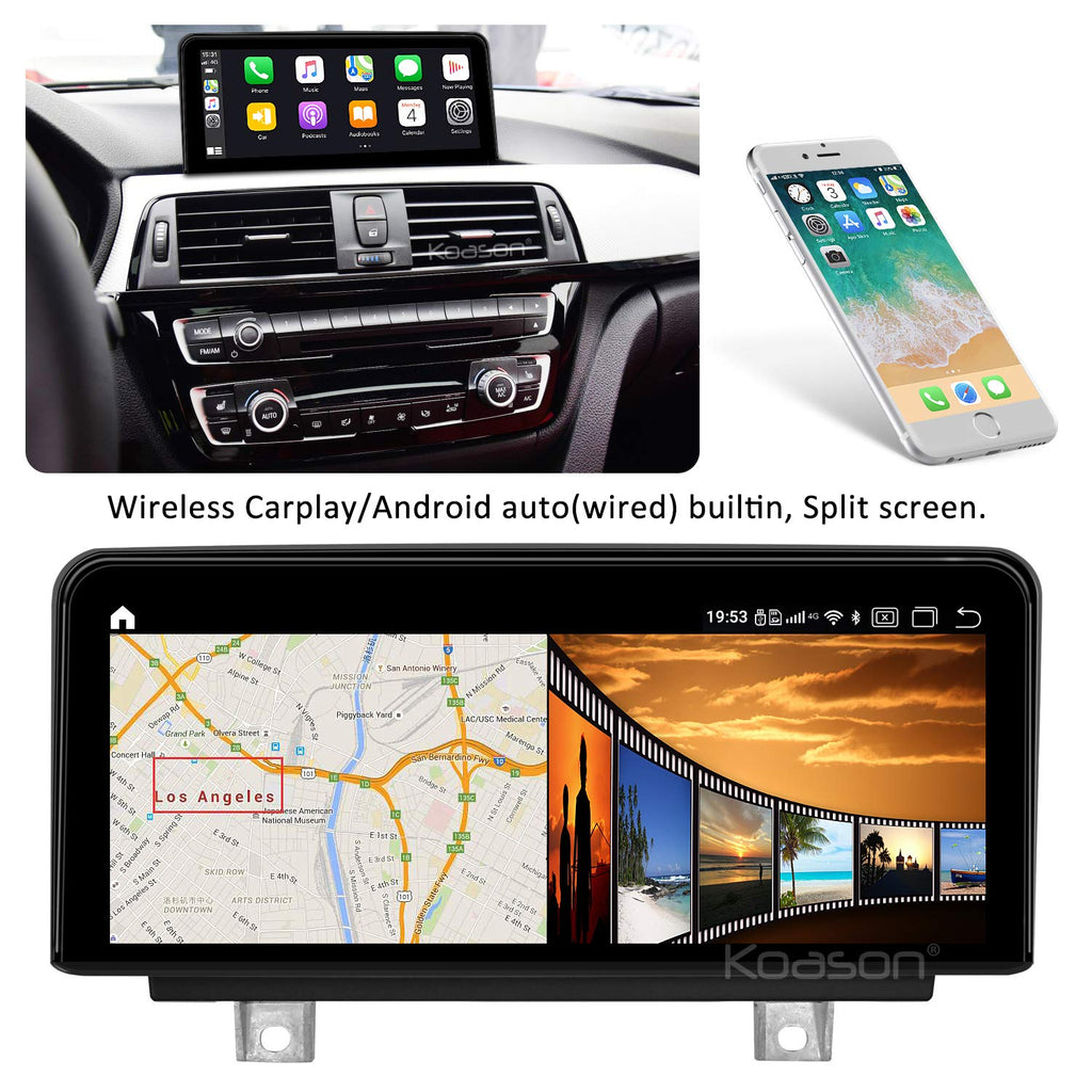 KOASON 10.25 inch Screen Wireless CarPlay Android Auto for BMW 3 Series 4 Series M3 M4 F30 F31 F32 F33 F34 F36 F80 F82 F83 F84 (2012-2016) NBT System Multimedia Radio Receiver GPS Navigation