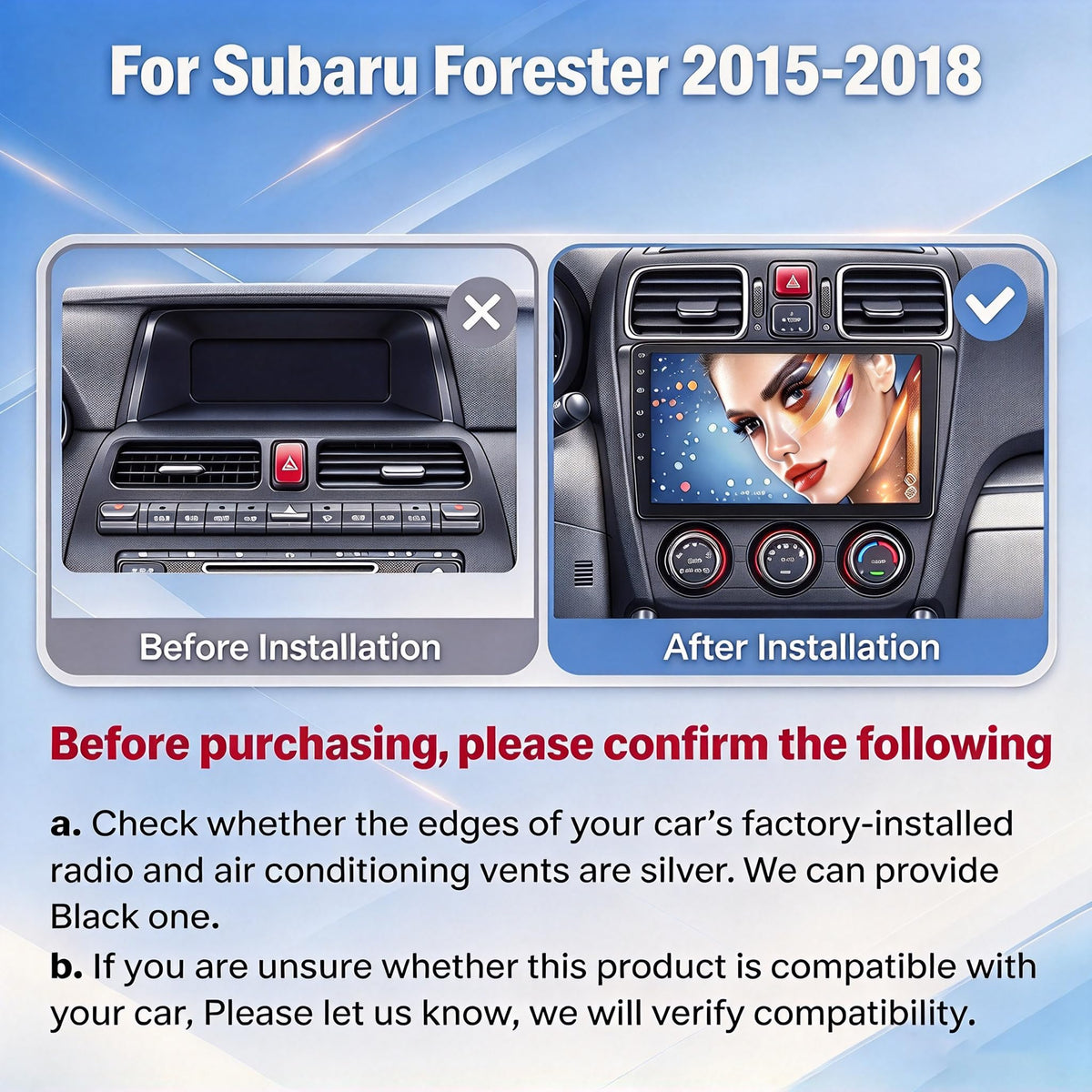 Junsun Car Radio for Subaru Forester 2015-2018 CarPlay 64GB ROM