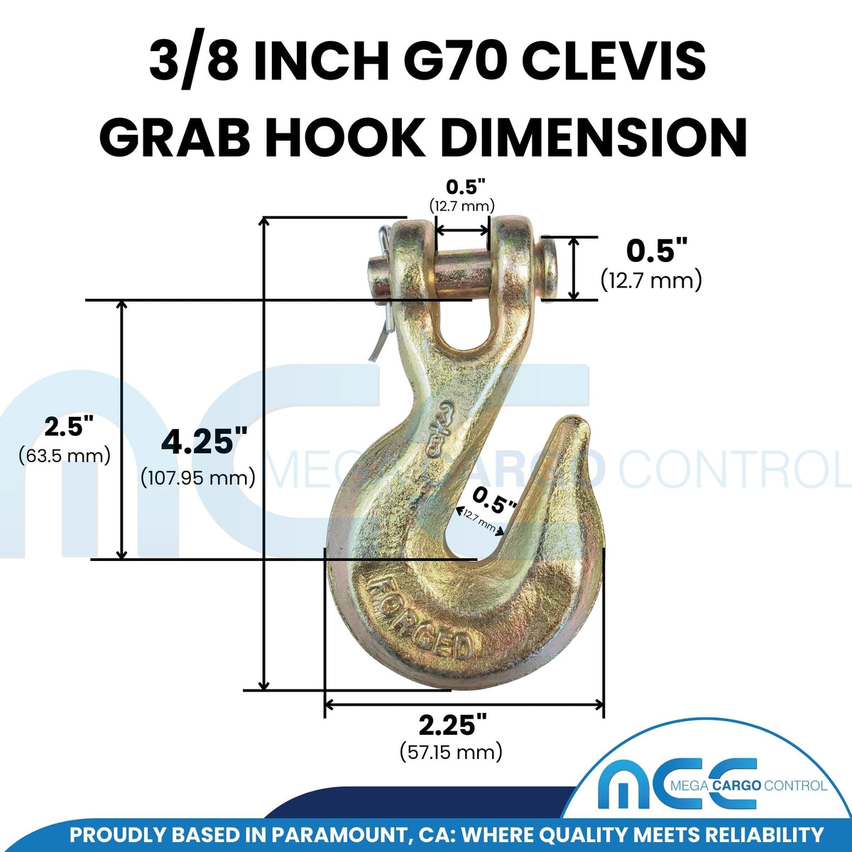 Transport Binder Chains 50 Pack, 3/8" x 20 Ft Heavy Duty Logging Tie Downs with G70 Clevis Grab Hooks