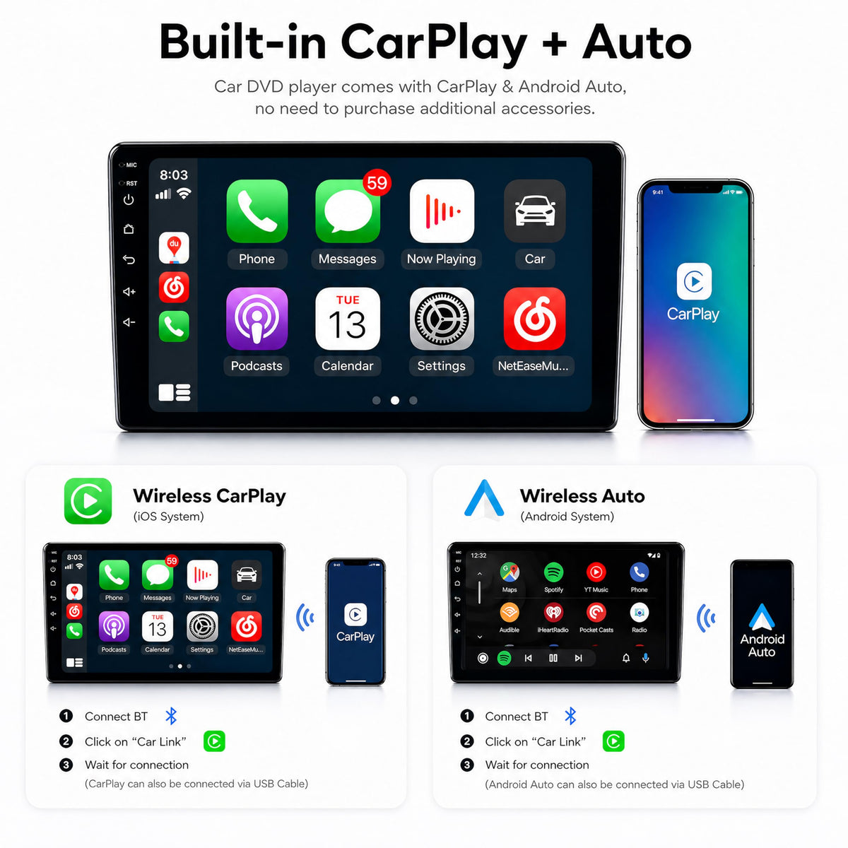 Android 14 Car Radio Stereo for Nissan Maxima 2009-2014, 9 Inch Touch Screen Dash Kit with Wireless CarPlay Android Auto GPS Navigation Bluetooth SWC WiFi 5G DSP RDS FM Camera