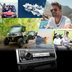 KENWOOD KMR-M332BT Car & Marine Stereo - Single Din, Bluetooth Audio, USB MP3, Aux in, AM FM Radio SiriusXM Ready, Weatherproof, Multi Color Illumination