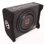 Alphasonik AS80A 8" 600 Watts with a Built-in Amplifier Down-Firing Shallow Mount Enclosed for Tight Spaces in Cars and Trucks, Slim Thin Loaded Subwoofer Air Tight Sealed Bass Enclosure
