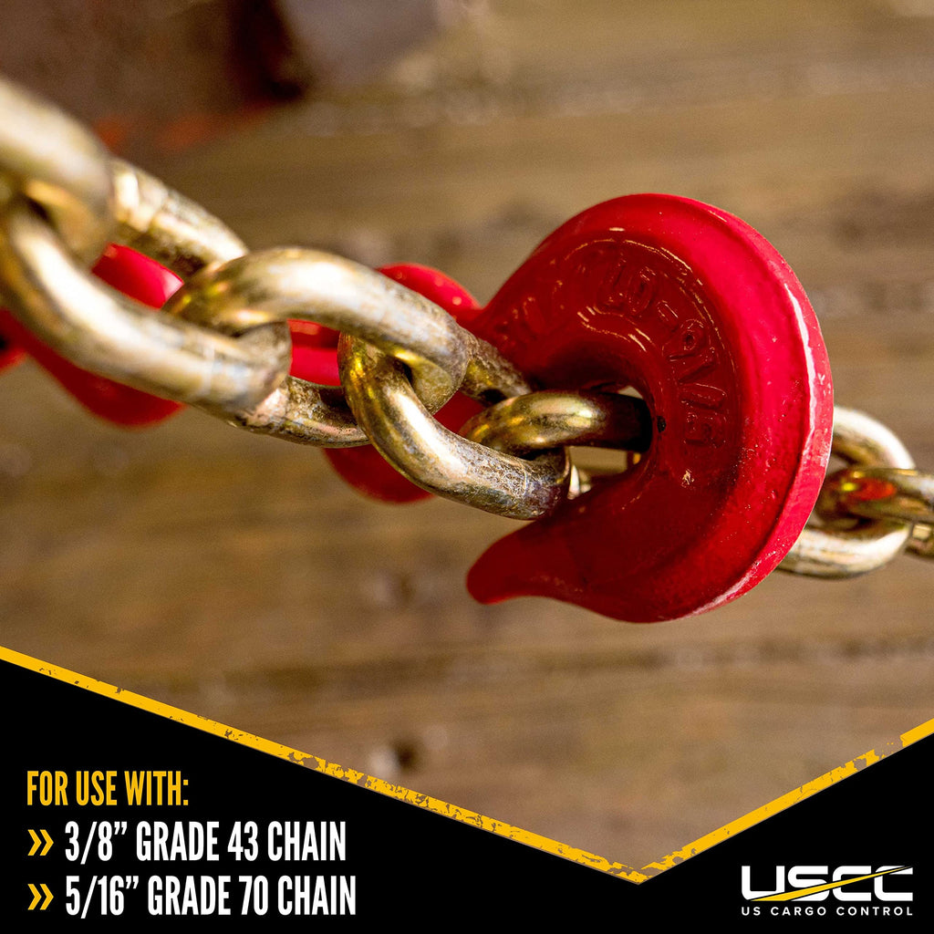 US Cargo Control Load Binders for 5/16 Inch Grade 70 Chain and 3/8 Inch Grade 43 Chain - 5,400 LBS Working Load Limit, (4-Pack) Lever-Style Chain Binders, Ratcheting Design for Easy Tightening