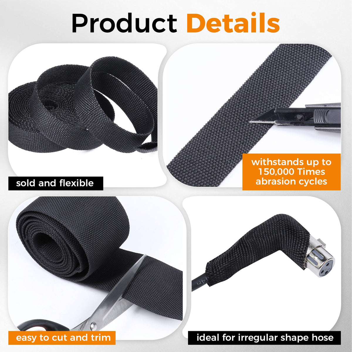 2:1 Ratio Automotive Heat Shrink Braided Sleeving 3/8''-160ft